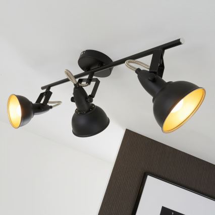 Lámpara de focos 3xE14/40W/230V negra
