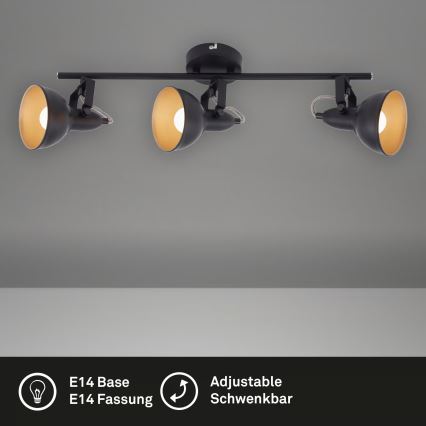 Lámpara de focos 3xE14/40W/230V negra