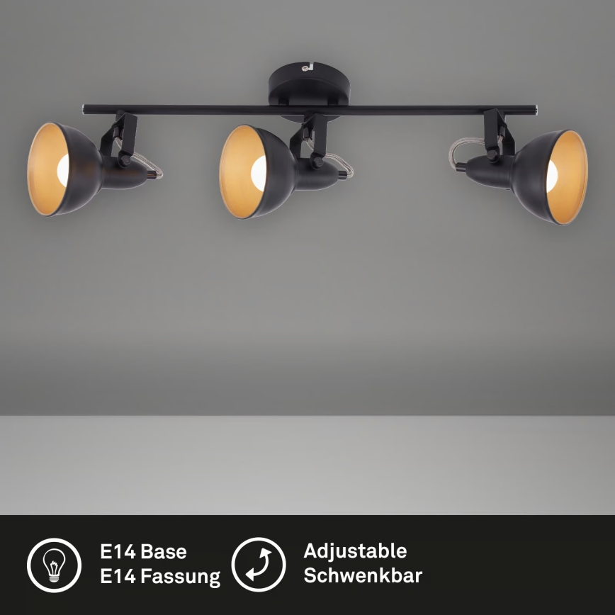 Lámpara de focos 3xE14/40W/230V negra