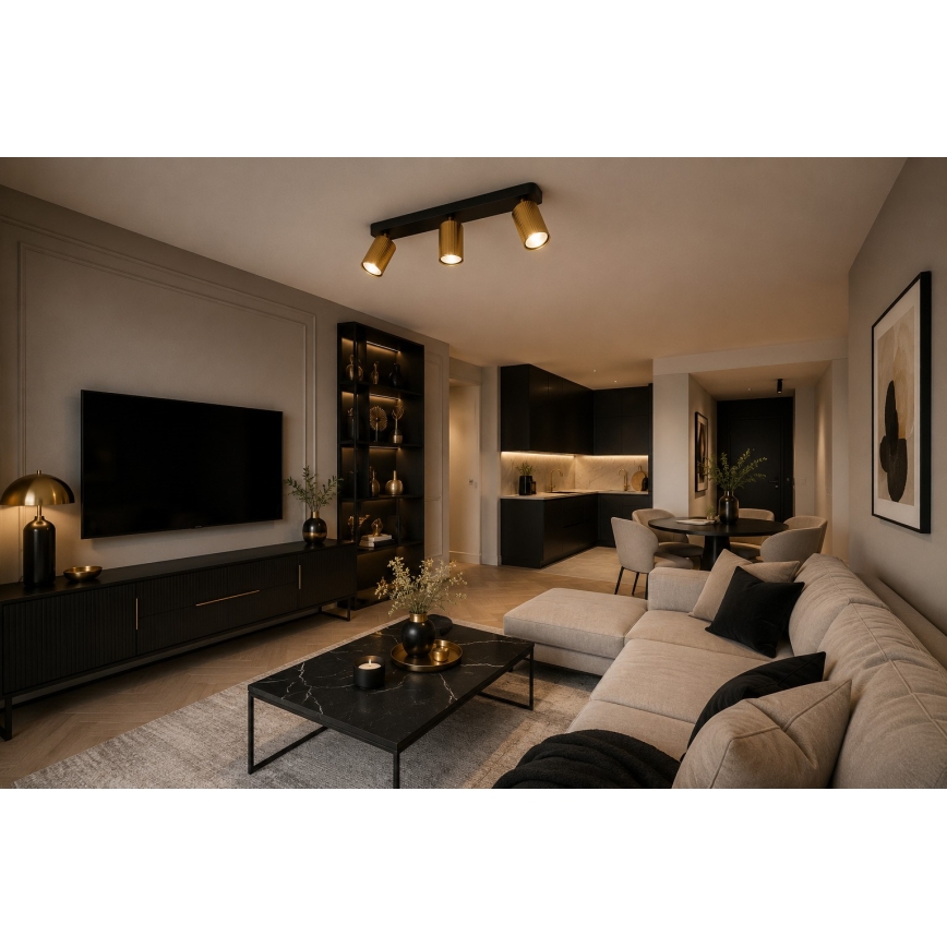 Lámpara de focos ELAN 3xGU10/30W/230V oro/negro