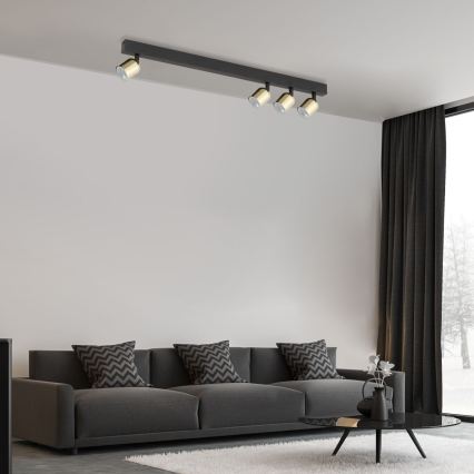 Lámpara de focos LED TOP 4xGU10/10W/230V negro/dorado