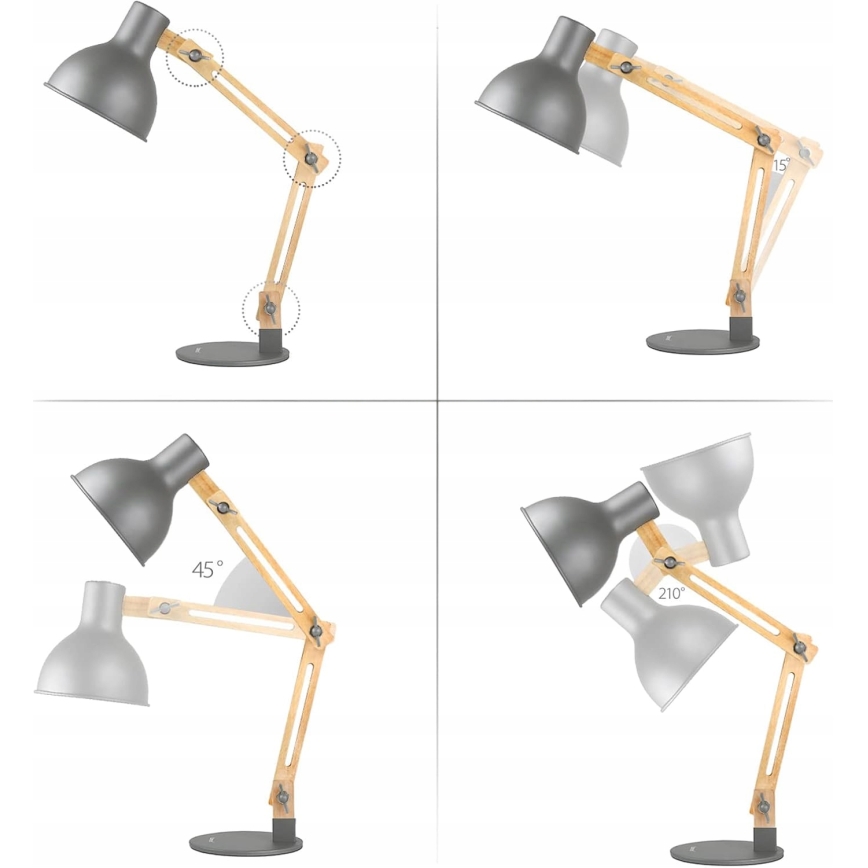 Lámpara de mesa 1xE27/40W/230V gris