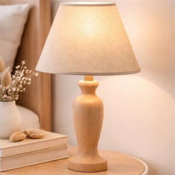 Lámpara de mesa AMFORA 1xE27/60W/230V beige/haya