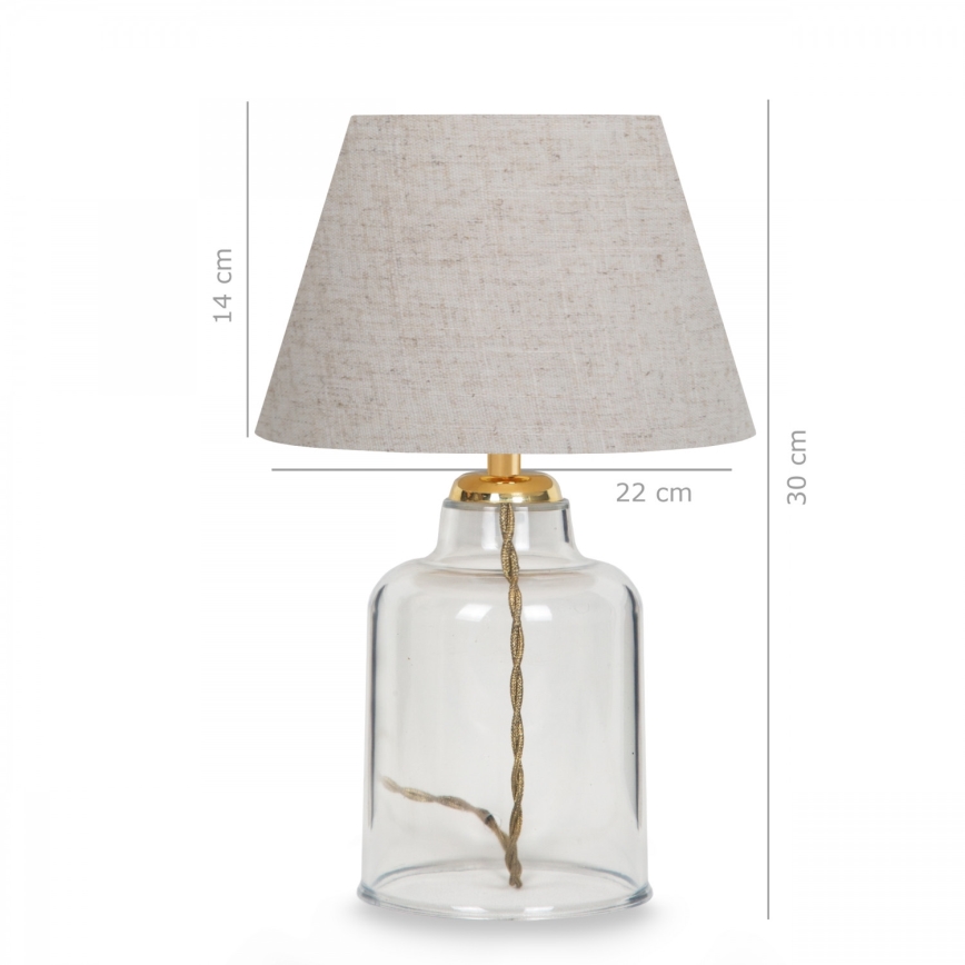 Lámpara de mesa AYD 1xE27/40W/230V gris/transparente