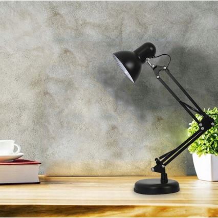 Lámpara de mesa con pinza 2 en 1 1xE27/60W/230V negra