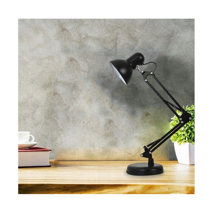 Lámpara de mesa con pinza 2 en 1 1xE27/60W/230V negra