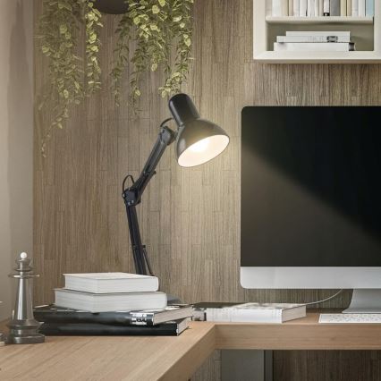 Lámpara de mesa con pinza 2 en 1 1xE27/60W/230V negra
