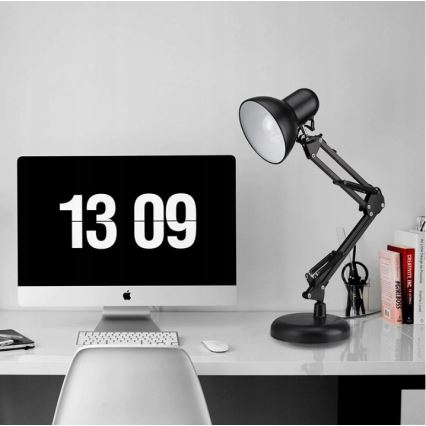 Lámpara de mesa con pinza 2 en 1 1xE27/60W/230V negra