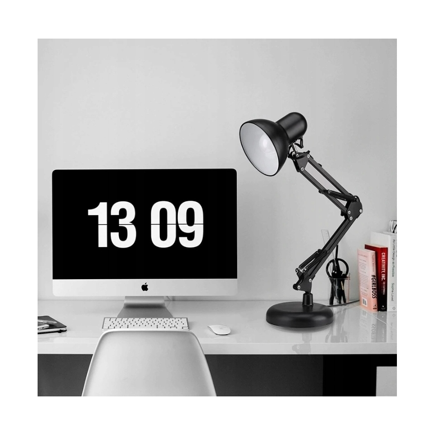 Lámpara de mesa con pinza 2 en 1 1xE27/60W/230V negra