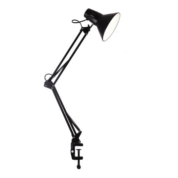 Lámpara de mesa con pinza WORKER 1xE27/10W/230V negra