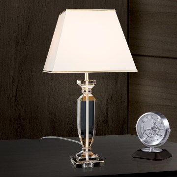 Lámpara de mesa de cristal POKAL 1xE27/60W/230V color crema/transparente