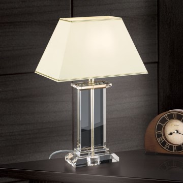 Lámpara de mesa de cristal VERONIQUE 1xE27/60W/230V color crema/transparente