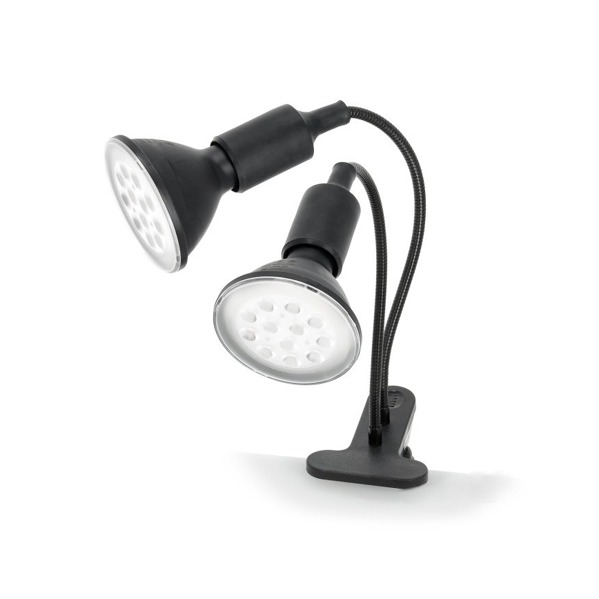 Lámpara de mesa flexible con clip para cultivo de plantas PLANTY 2xE27/30W/230V negra