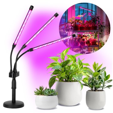 Lámpara de mesa flexible LED regulable para el cultivo de plantas VITARO 3xLED/10W/230V negro