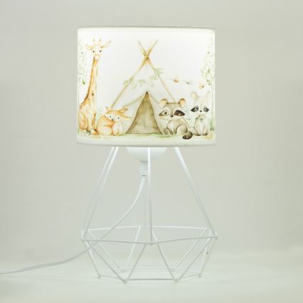 Lámpara de mesa infantil KIDS ROOM 1xE27/60W/230V, diámetro 18 cm, con motivos de animales