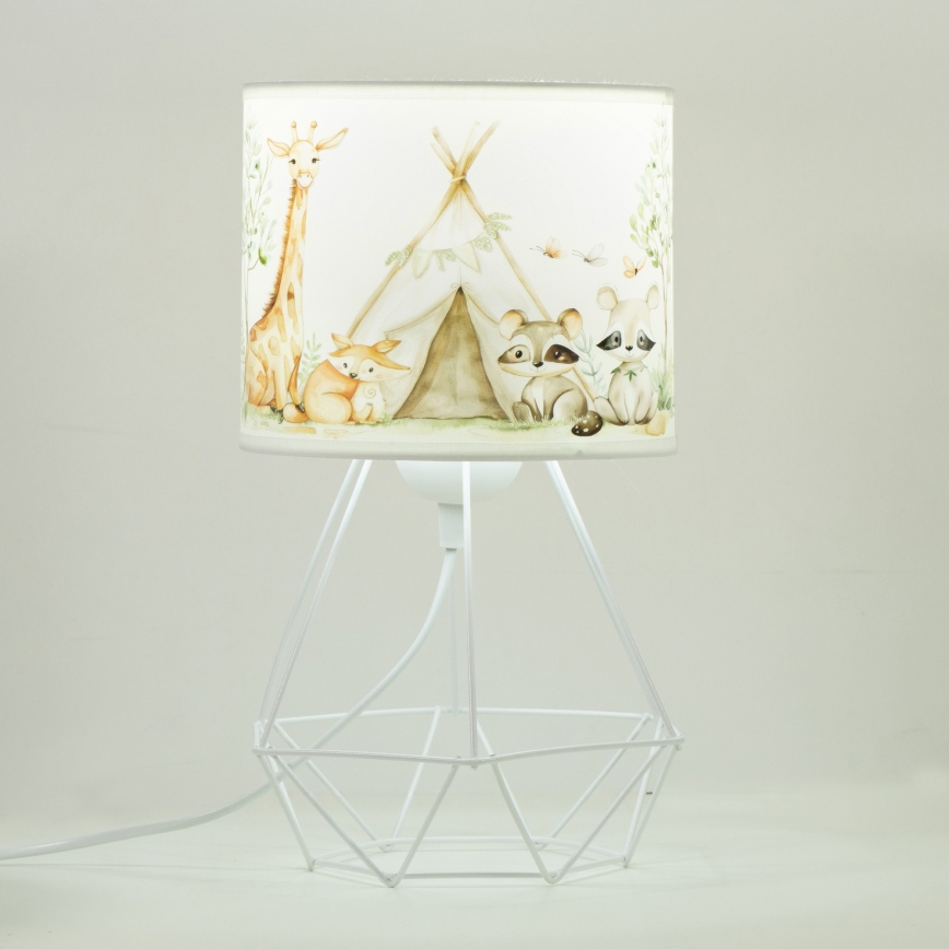 Lámpara de mesa infantil KIDS ROOM 1xE27/60W/230V, diámetro 18 cm, con motivos de animales