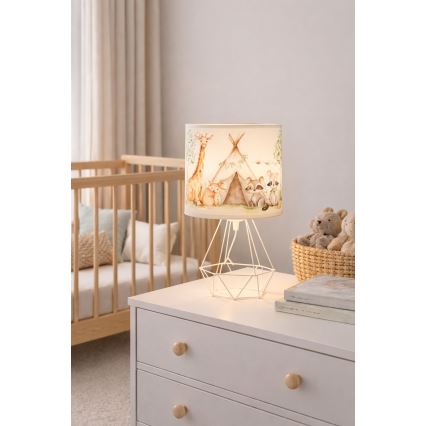 Lámpara de mesa infantil KIDS ROOM 1xE27/60W/230V, diámetro 18 cm, con motivos de animales