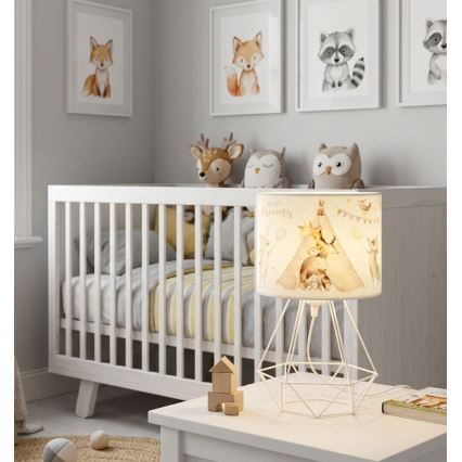 Lámpara de mesa infantil KIDS ROOM 1xE27/60W/230V, diámetro 18 cm, con motivos de animalitos
