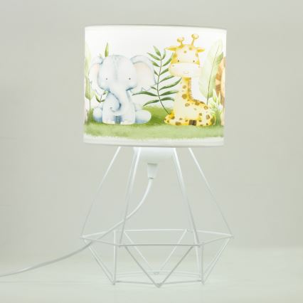 Lámpara de mesa infantil KIDS ROOM 1xE27/60W/230V, diámetro 18 cm, motivo jungla