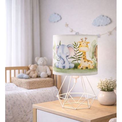 Lámpara de mesa infantil KIDS ROOM 1xE27/60W/230V, diámetro 18 cm, motivo jungla