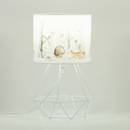 Lámpara de mesa infantil KIDS ROOM 1xE27/60W/230V Ø 18 cm con motivos de animales