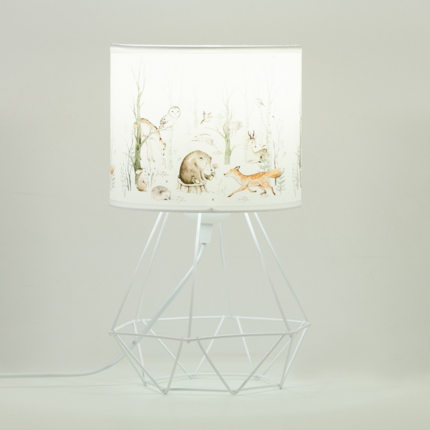 Lámpara de mesa infantil KIDS ROOM 1xE27/60W/230V Ø 18 cm con motivos de animales