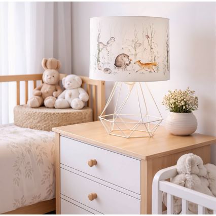 Lámpara de mesa infantil KIDS ROOM 1xE27/60W/230V Ø 18 cm con motivos de animales