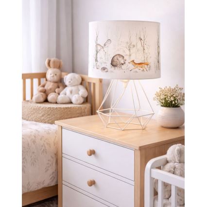 Lámpara de mesa infantil KIDS ROOM 1xE27/60W/230V Ø 18 cm con motivos de animales