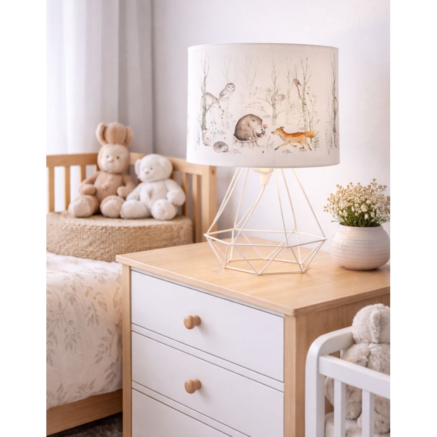 Lámpara de mesa infantil KIDS ROOM 1xE27/60W/230V Ø 18 cm con motivos de animales
