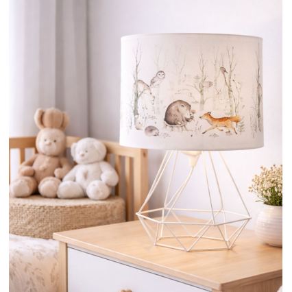 Lámpara de mesa infantil KIDS ROOM 1xE27/60W/230V Ø 18 cm con motivos de animales