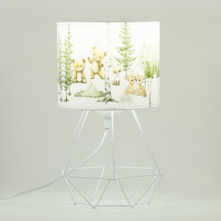 Lámpara de mesa infantil KIDS ROOM 1xE27/60W/230V Ø 18 cm, con motivos de animales