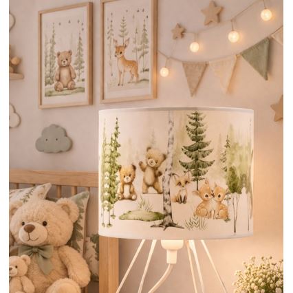 Lámpara de mesa infantil KIDS ROOM 1xE27/60W/230V Ø 18 cm, con motivos de animales