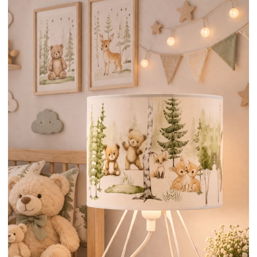 Lámpara de mesa infantil KIDS ROOM 1xE27/60W/230V Ø 18 cm, con motivos de animales