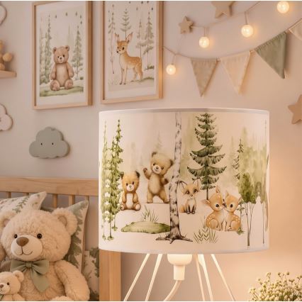 Lámpara de mesa infantil KIDS ROOM 1xE27/60W/230V Ø 18 cm, con motivos de animales