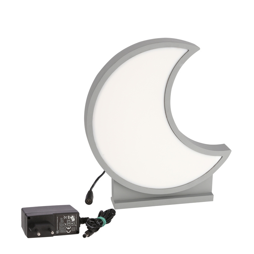 Lámpara de mesa infantil LED MOON 12W/230V gris