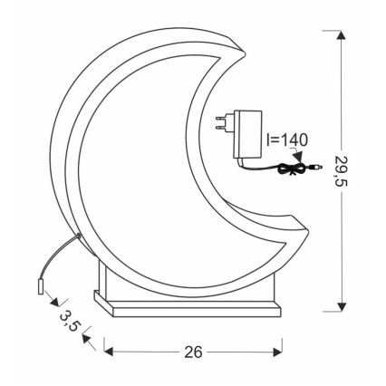 Lámpara de mesa infantil LED MOON 12W/230V gris