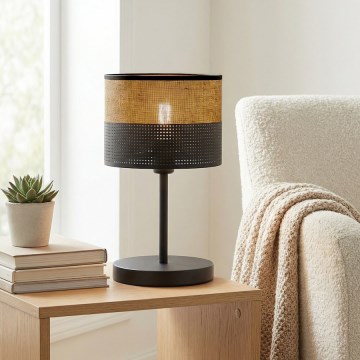 Lámpara de mesa KARBON 1xE27/15W/230V negra/marrón