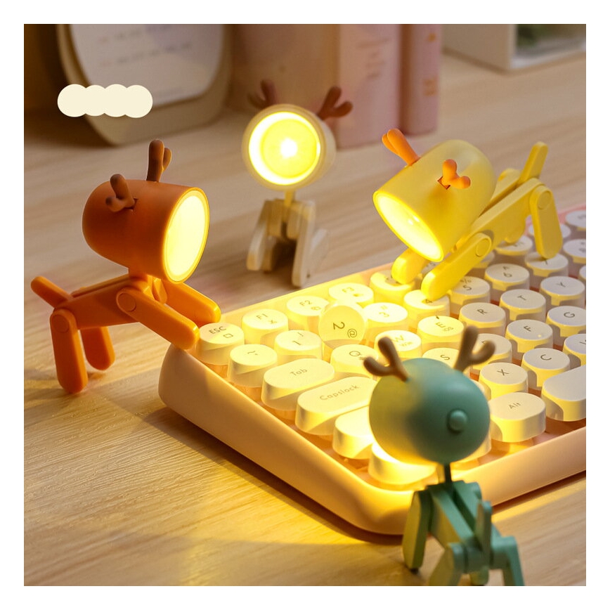 Lámpara de mesa LED LED/0,06W/3xLR41 con forma de reno, color naranja