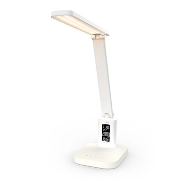 Lámpara de mesa LED recargable y regulable con control táctil y pantalla LED/7,5W/1200 mAh 3000/4000/5700K CRI 90 blanco