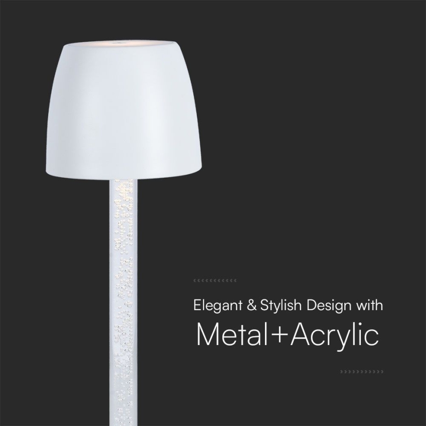 LED Lámpara de mesa táctil recargable y regulable LED/3W/5V 3000K 1800 mAh negro