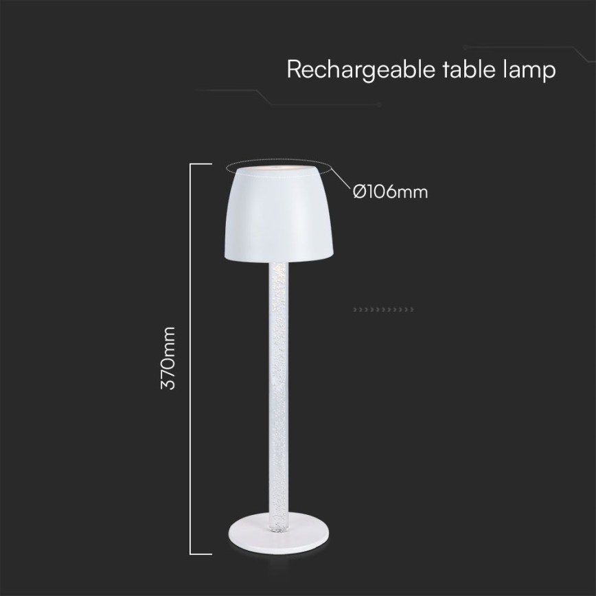 LED Lámpara de mesa táctil recargable y regulable LED/3W/5V 3000K 1800 mAh negro