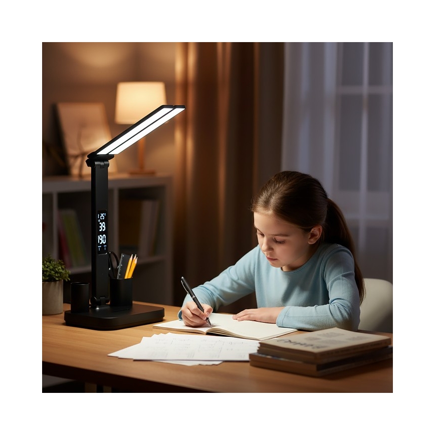 Lámpara de escritorio LED recargable y regulable NOBLITE P LED/5W/5V 3000/4000/6000K 2200 mAh negra