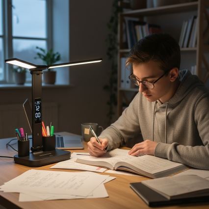 Lámpara de escritorio LED recargable y regulable NOBLITE P LED/5W/5V 3000/4000/6000K 2200 mAh negra