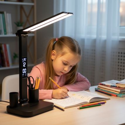 Lámpara de escritorio LED recargable y regulable NOBLITE P LED/5W/5V 3000/4000/6000K 2200 mAh negra