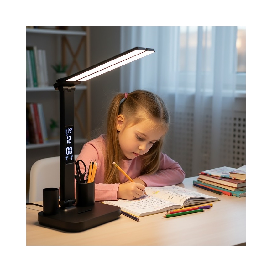 Lámpara de escritorio LED recargable y regulable NOBLITE P LED/5W/5V 3000/4000/6000K 2200 mAh negra