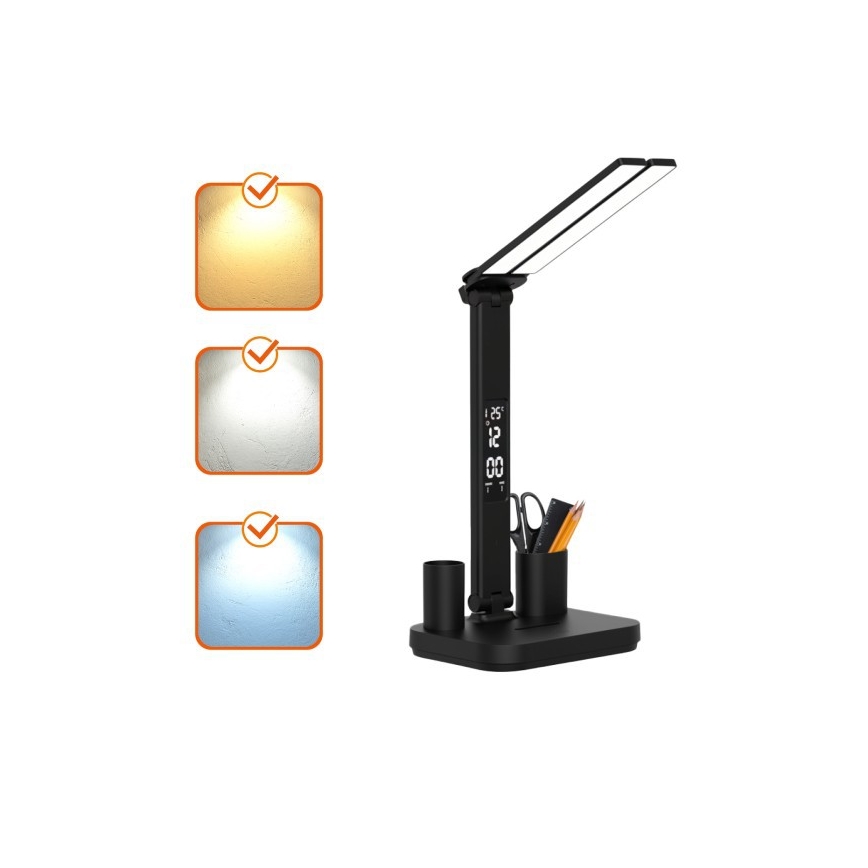 Lámpara de escritorio LED recargable y regulable NOBLITE P LED/5W/5V 3000/4000/6000K 2200 mAh negra