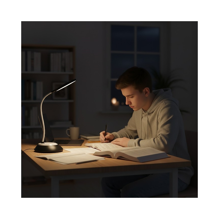 Lámpara de mesa LED recargable y regulable VISUA LED/5W/5V 3000-5000K negro