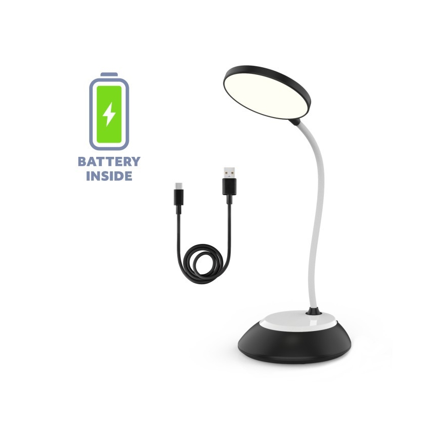 Lámpara de mesa LED recargable y regulable VISUA LED/5W/5V 3000-5000K negro