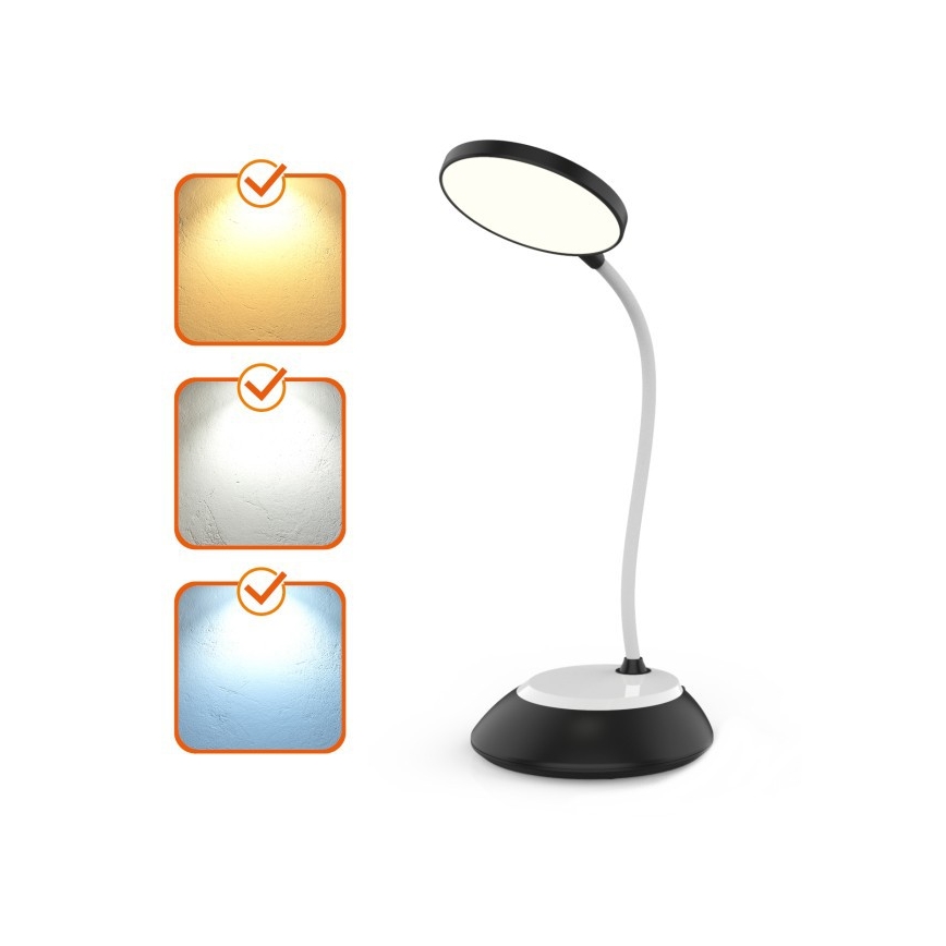 Lámpara de mesa LED recargable y regulable VISUA LED/5W/5V 3000-5000K negro