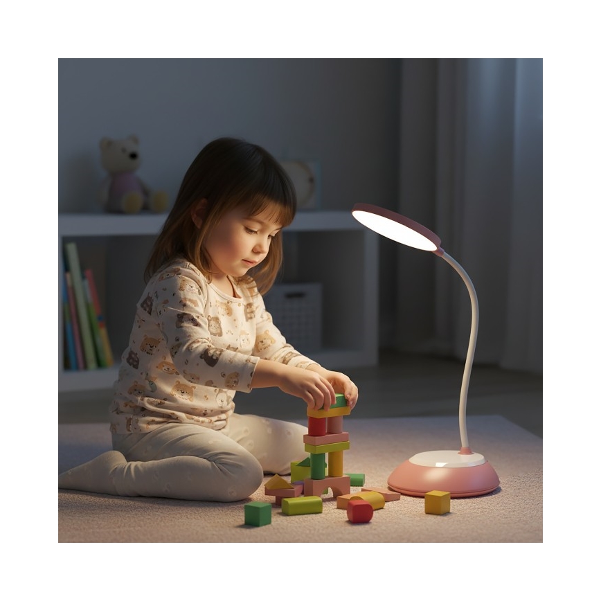 Lámpara de mesa LED recargable y regulable VISUA LED/5W/5V 3000-5000K rosa